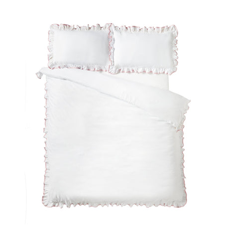 Catherine Lansfield So Soft Mono Frill Duvet Cover Set with Pillowcase White / Blue White / Pink
