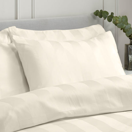 Catherine Lansfield So Soft Satin Stripe Duvet Cover Set with Pillowcase Cream