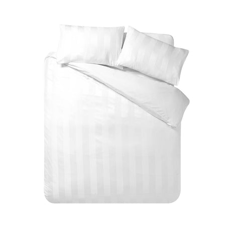 Catherine Lansfield So Soft Satin Stripe Duvet Cover Set with Pillowcase White