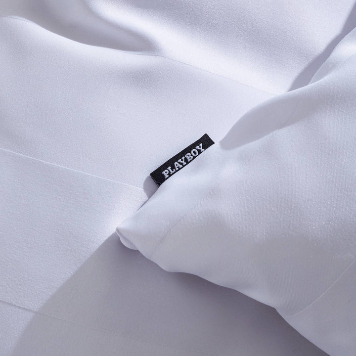 Soft Satin Stripe White Duvet Cover Set - Ideal