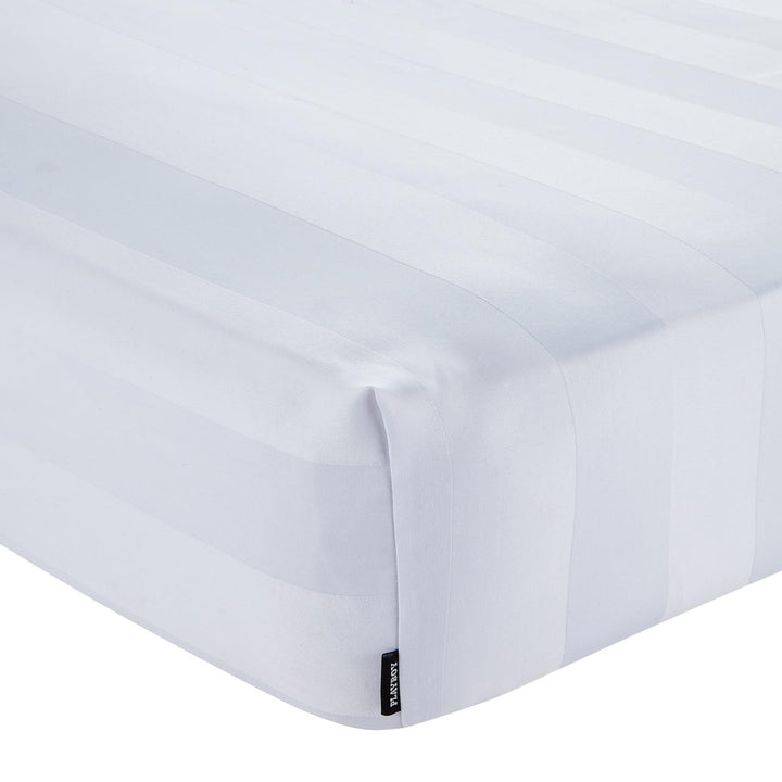 Soft Satin Stripe White Fitted Sheet - Ideal