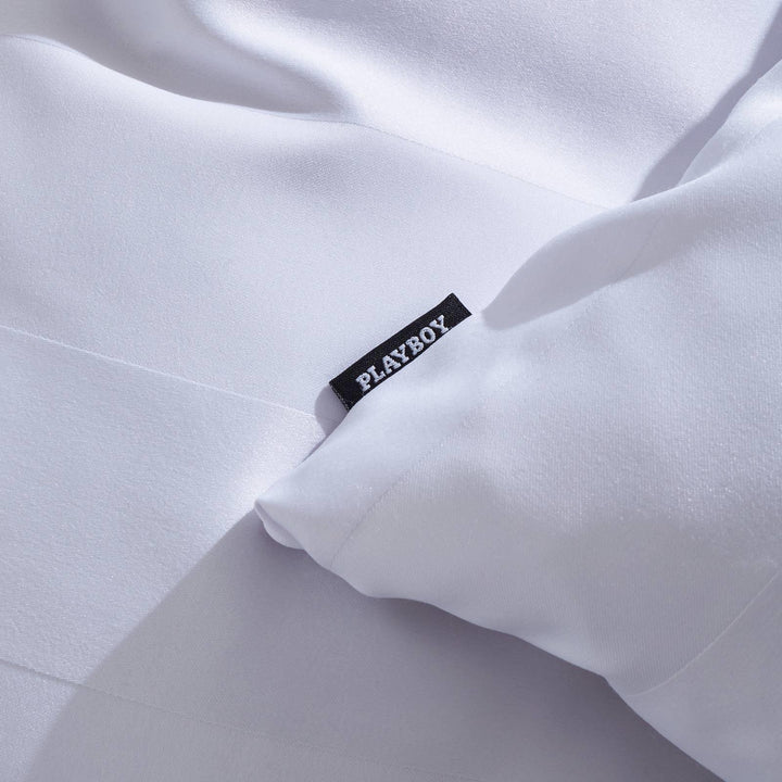 Soft Satin Stripe White Pillowcase Pair - Ideal