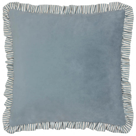 Solene Ruffle Velvet Blue Cushion Cover or Filled Cushion 45cm x 45cm - additional product view 2