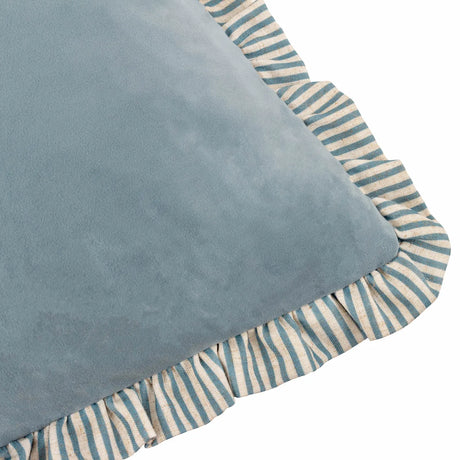 Solene Ruffle Velvet Blue Cushion Cover or Filled Cushion 45cm x 45cm - additional product view 4