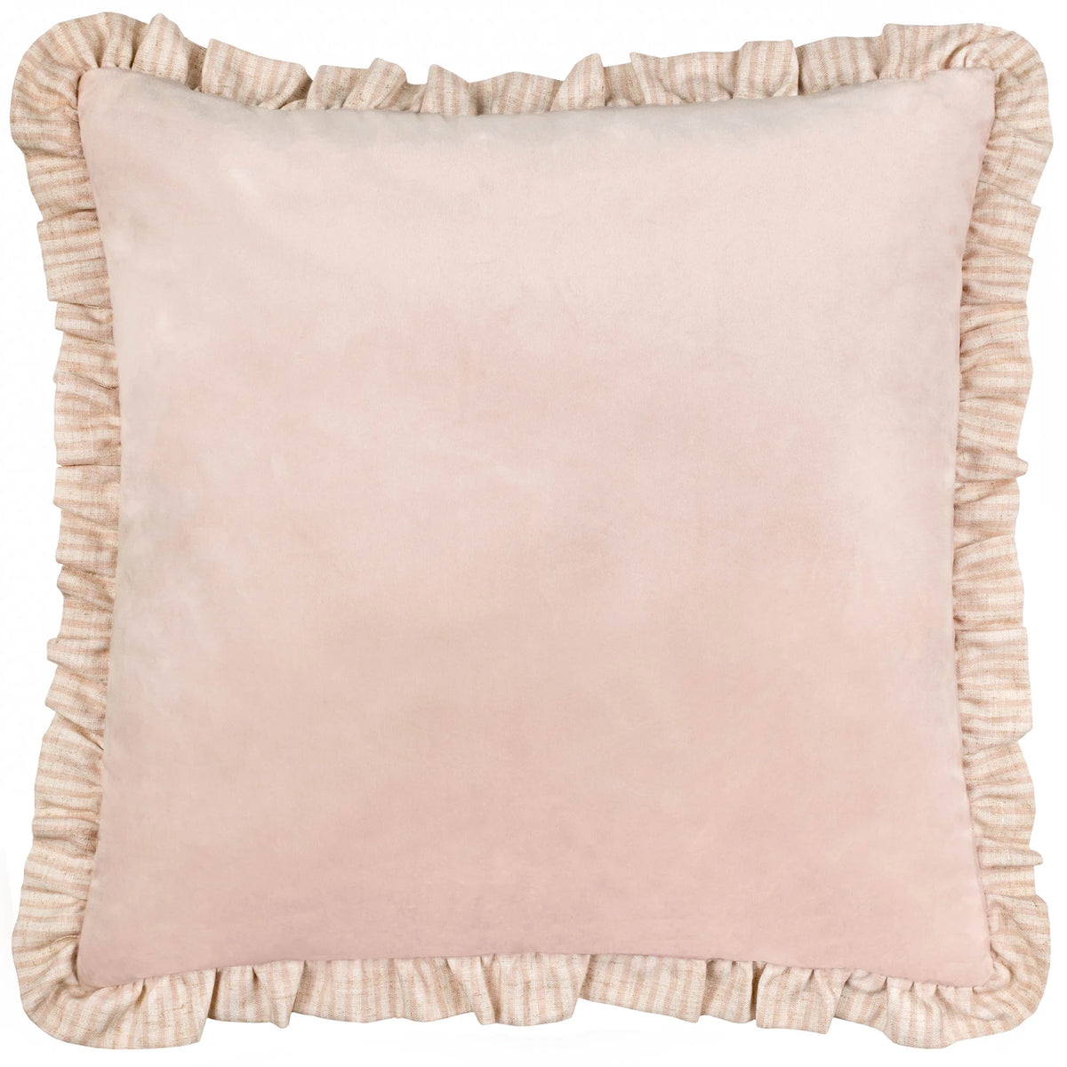 Solene Ruffle Velvet Pink Cushion Cover or Filled Cushion 45cm x 45cm - additional product view 2
