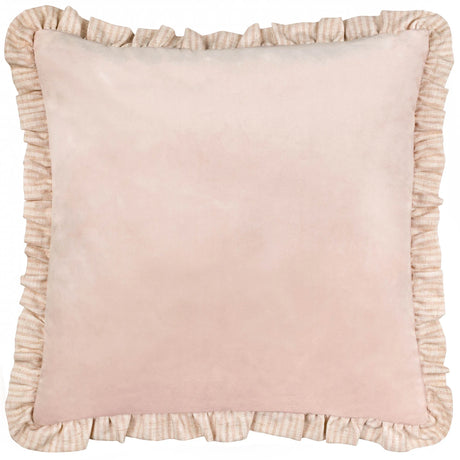 Solene Ruffle Velvet Pink Cushion Cover or Filled Cushion 45cm x 45cm - additional product view 2
