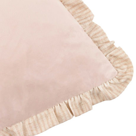 Solene Ruffle Velvet Pink Cushion Cover or Filled Cushion 45cm x 45cm - additional product view 4