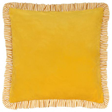 Solene Ruffle Velvet Yellow Cushion Cover or Filled Cushion 45cm x 45cm - additional product view 2