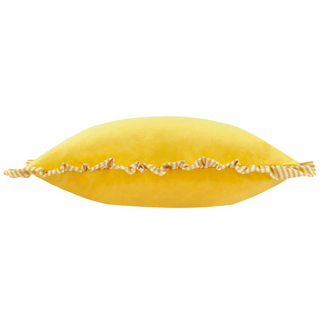 Solene Ruffle Velvet Yellow Cushion Cover or Filled Cushion 45cm x 45cm - additional product view 3