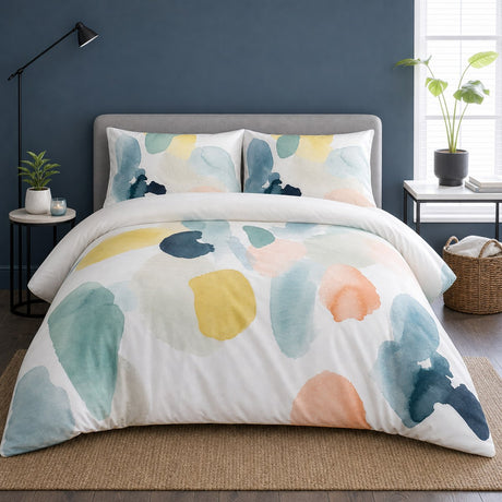 Solice 100% Cotton Duvet Cover Set styled on a bed in a coordinated bedroom lifestyle scene
