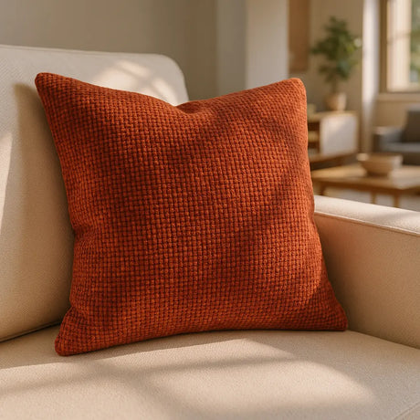 Somerset Chenille Cushion Cover and Filled Cushion 18" x 18" (45cm x 45cm) - Brick