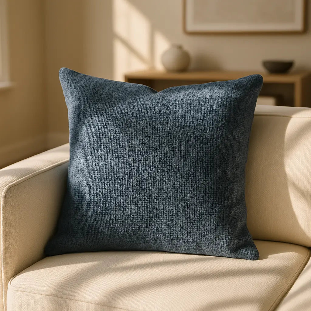 Somerset Chenille Denim Cushion Cover and Filled Cushion 45cm x 45cm