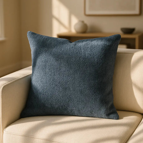 Somerset Chenille Cushion Cover and Filled Cushion 18" x 18" (45cm x 45cm) - Denim
