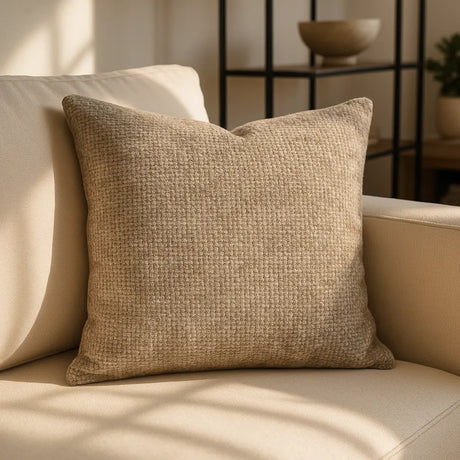 Somerset Chenille Cushion Cover and Filled Cushion 18" x 18" (45cm x 45cm) - Earth