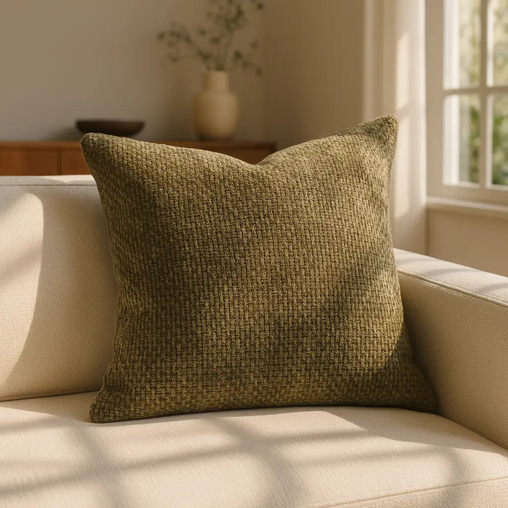 Somerset Chenille Sage Cushion Cover and Filled Cushion 45cm x 45cm
