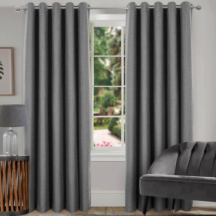 Spencer Blackout Eyelet Curtains Charcoal - Ideal