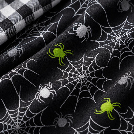 Macro close-up of the duvet cover fabric on the Spiders Grey Halloween Microfibre Duvet Cover Set