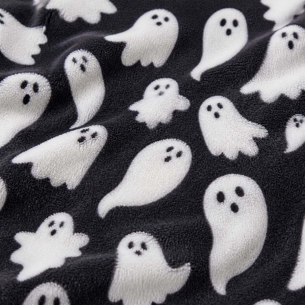 Macro close-up of the soft fleece fabric on the Spooky Ghosts Halloween Microfibre Duvet Cover Set