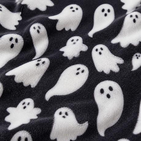 Macro close-up of the soft fleece fabric on the Spooky Ghosts Halloween Microfibre Duvet Cover Set