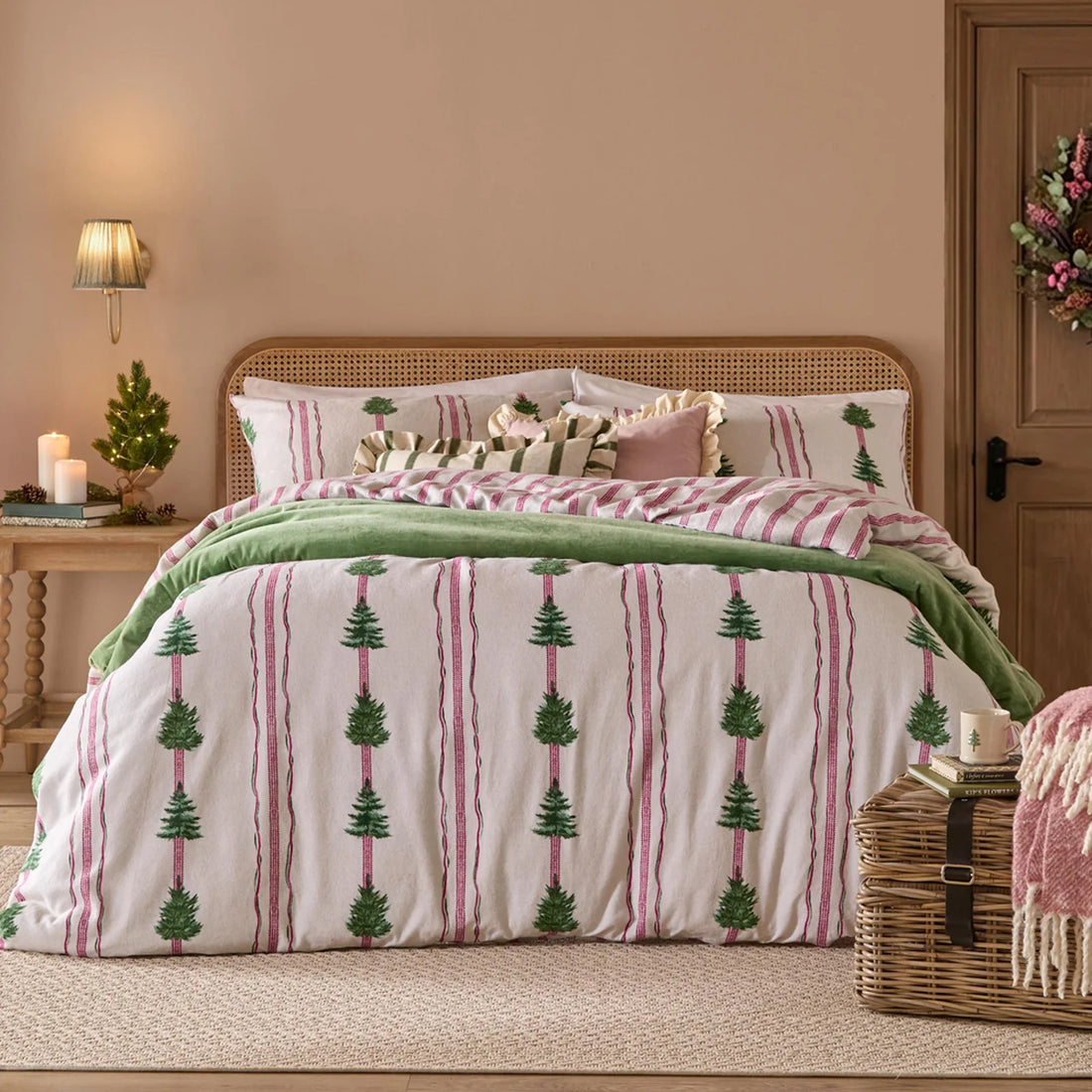Spruce Stripe Reversible Brushed Cotton Duvet Cover Set