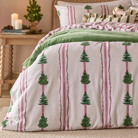 Spruce Stripe Reversible Brushed Cotton Duvet Cover Set image 3