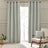 Catherine Lansfield Stab Stitch 46x54 Inch Lined Eyelet Curtains Two Panels Sage Green