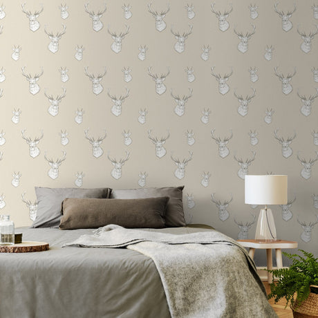 Catherine Lansfield Stag Wallpaper Cream
