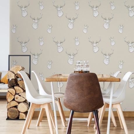 Catherine Lansfield Stag Wallpaper Cream