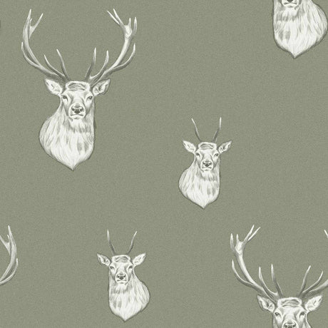 Catherine Lansfield Stag Wallpaper Sage Green