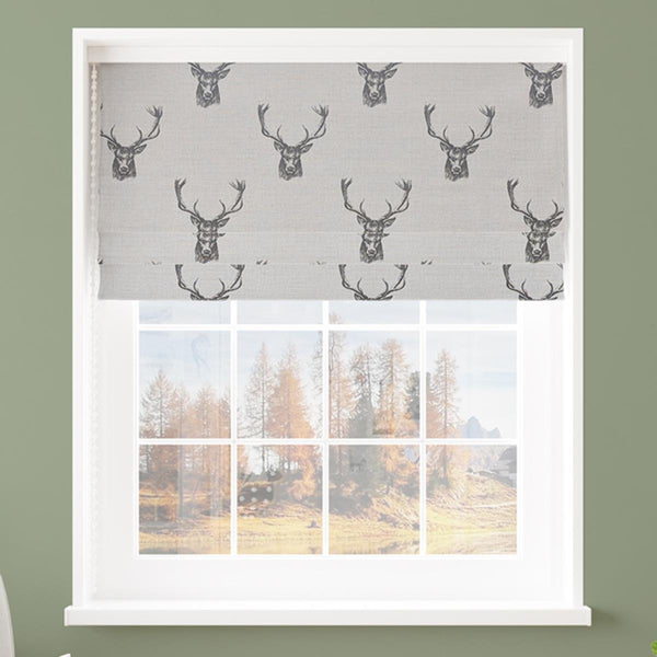 Stags Charcoal Made To Measure Roman Blind - Ideal
