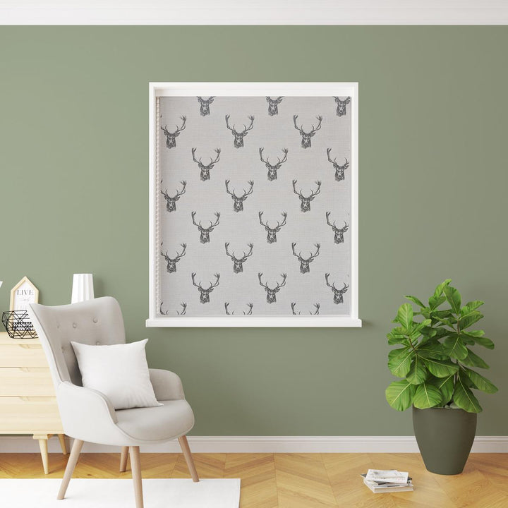 Stags Charcoal Made To Measure Roman Blind - Ideal