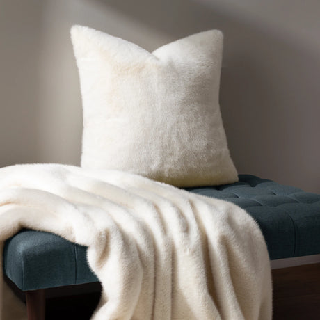 Stanza Faux Fur Velvet Ecru Cushion Cover 55cm x 55cm - additional product view 5