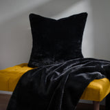 Stanza Faux Fur Velvet Jet Cushion Cover 55cm x 55cm - additional product view 5