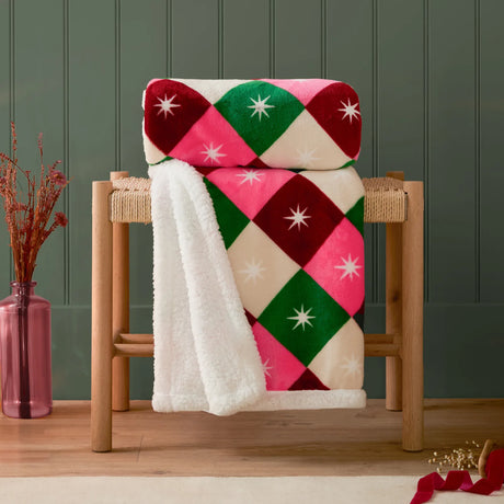 Star Sherpa Fleece Throw Multicolour 140 x 180cm - image 1