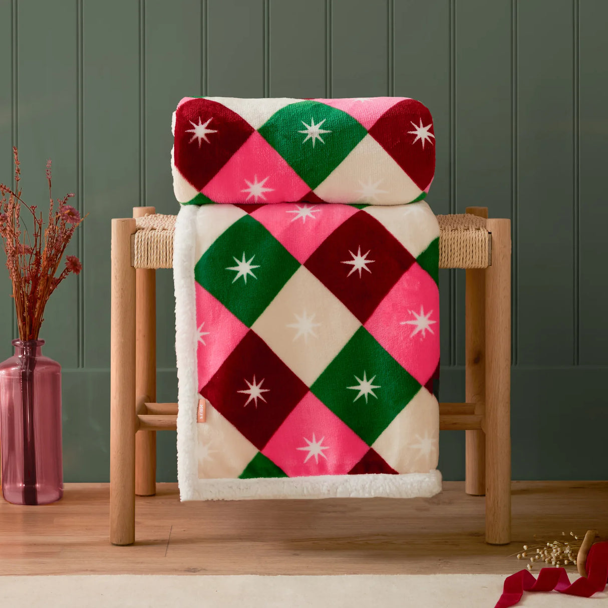 Star Sherpa Fleece Throw Multicolour 140 x 180cm - image 6