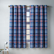 Catherine Lansfield Kids Stars And Check Fully Reversible 66x72 Inch Eyelet Curtains Two Panels Blue