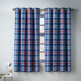 Catherine Lansfield Kids Stars And Check Fully Reversible 66x72 Inch Eyelet Curtains Two Panels Blue