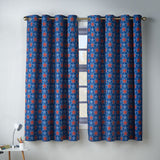 Catherine Lansfield Kids Stars And Check Fully Reversible 66x72 Inch Eyelet Curtains Two Panels Blue