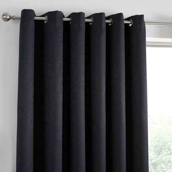 Strata Dim Out Eyelet Curtains Black - Ideal