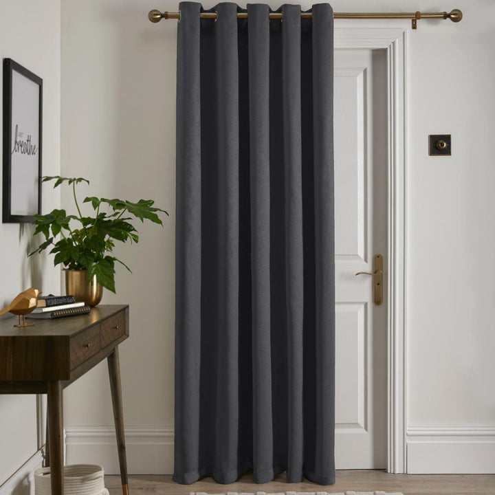 Strata Thermal Dim Out Eyelet Door Curtain Charcoal - Ideal