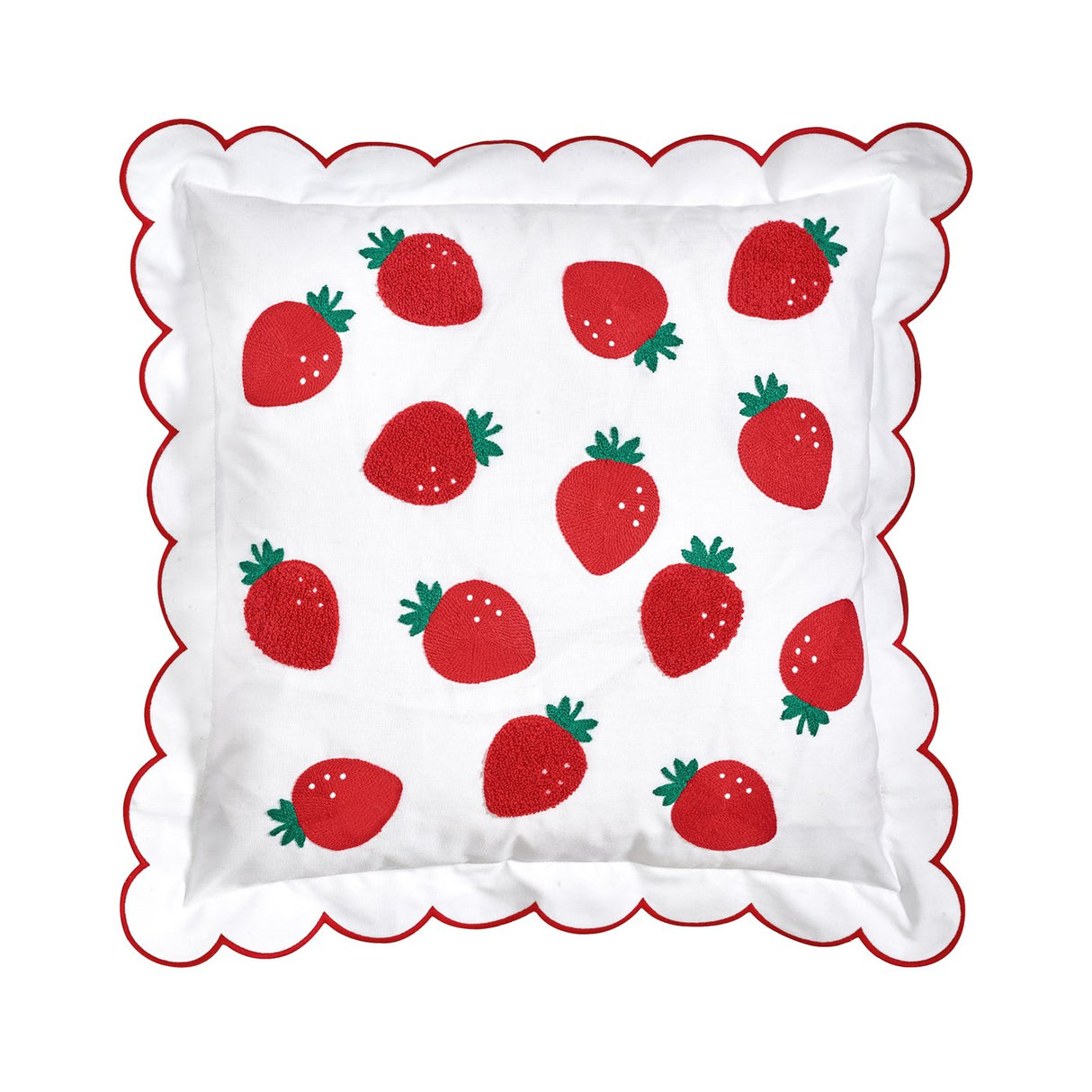 Catherine Lansfield Strawberry Embroidered 45x45cm Cushion Red