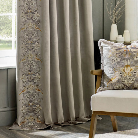Strawberry Thief Embroidery Biscuit Velvet Thermal Blackout Dimout Pencil Pleat Curtains - additional product view 3