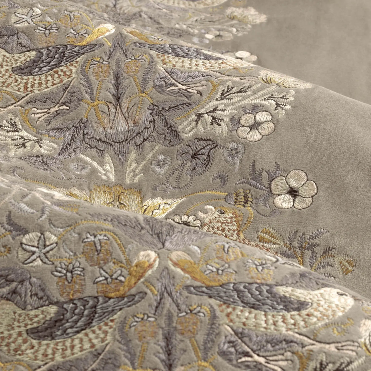 Strawberry Thief Embroidery Biscuit Velvet Thermal Blackout Dimout Pencil Pleat Curtains - additional product view 5