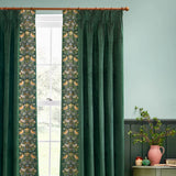 Strawberry Thief Embroidery Forest Green Velvet Thermal Blackout Dimout Pencil Pleat Curtains - additional product view 2