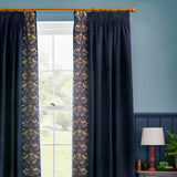 Strawberry Thief Embroidery Indigo Velvet Thermal Blackout Dimout Pencil Pleat Curtains - additional product view 2