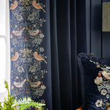 Strawberry Thief Embroidery Indigo Velvet Thermal Blackout Dimout Pencil Pleat Curtains - additional product view 3