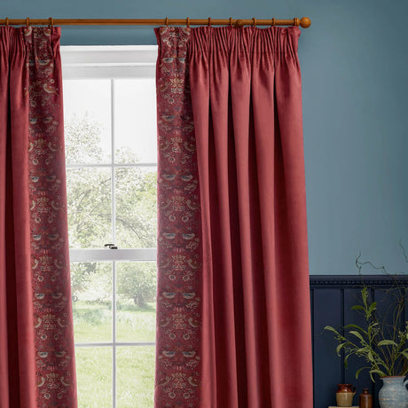 Strawberry Thief Embroidery Berry Velvet Thermal Blackout Dimout Pencil Pleat Curtains - additional product view 2