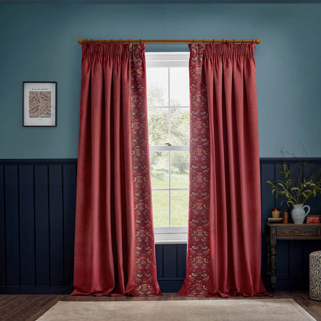 Strawberry Thief Embroidery Berry Velvet Thermal Blackout Dimout Pencil Pleat Curtains - additional product view 6