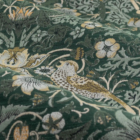 Strawberry Thief Jacquard Forest Green Thermal Dimout Pencil Pleat Curtains - additional product view 5