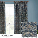 Strawberry Thief Jacquard Indigo Thermal Dimout Pencil Pleat Curtains - additional product view 1
